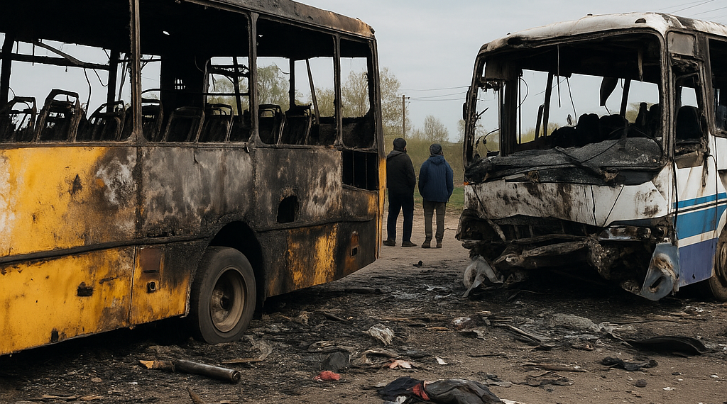 Un ataque ruso contra dos autobuses de pasajeros dejó al menos 30 muertos y 18 heridos en Ucrania