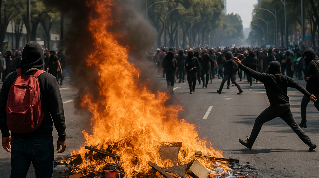 Genera caos protesta en Insurgentes, a altura de San Ángel