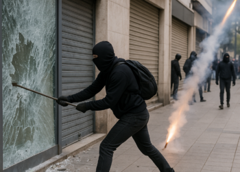 Vandalizan encapuchados negocios; lanzan cohetones en Zócalo