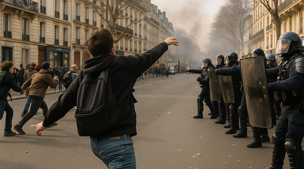 Se enfrentan estudiantes contra policías en París