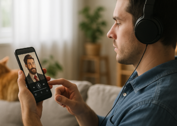 In this photo illustration the logo of Amazon Audible is displayed on a smartphone