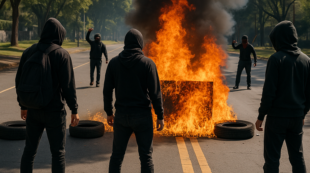 Bloquean jóvenes Insurgentes Sur, a la altura de CU