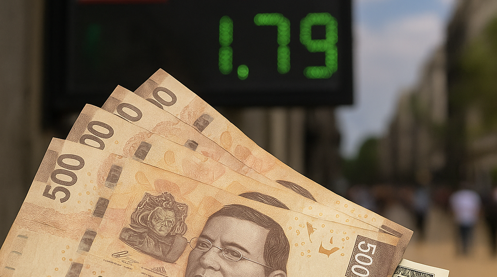 Peso mexicano se deprecia casi 1% frente al dólar y perfila quinta caída semanal consecutiva