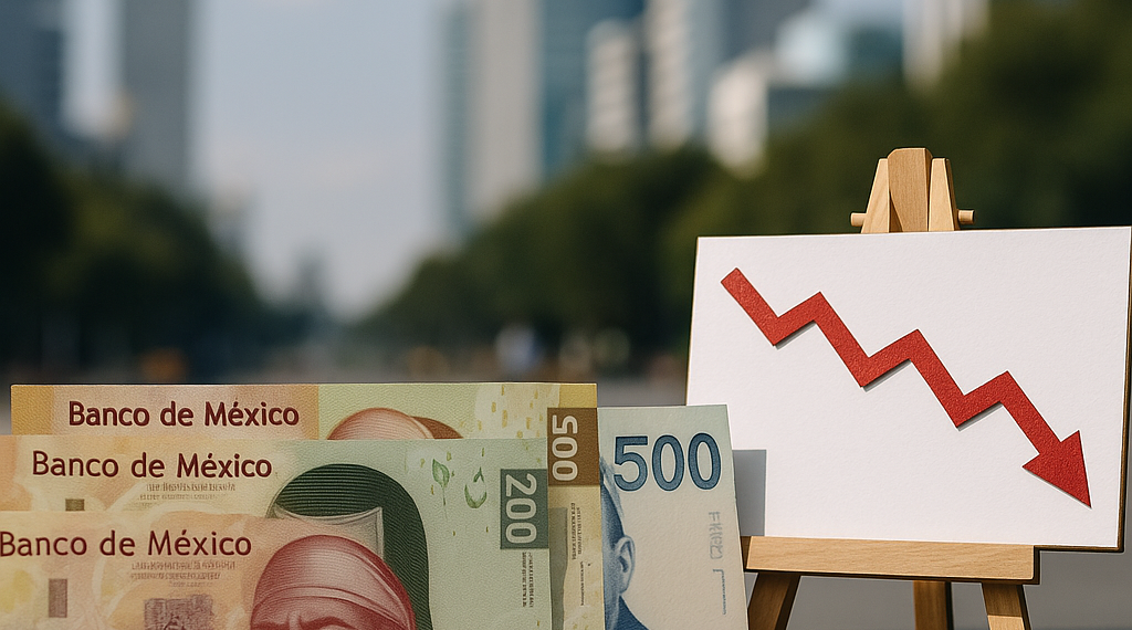Peso mexicano acumula caída de 9% en cinco semanas