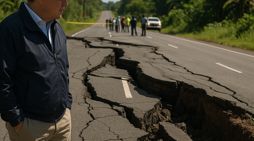 Reporta Presidente de Panamá carreteras colapsadas por sismo