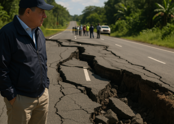 Reporta Presidente de Panamá carreteras colapsadas por sismo